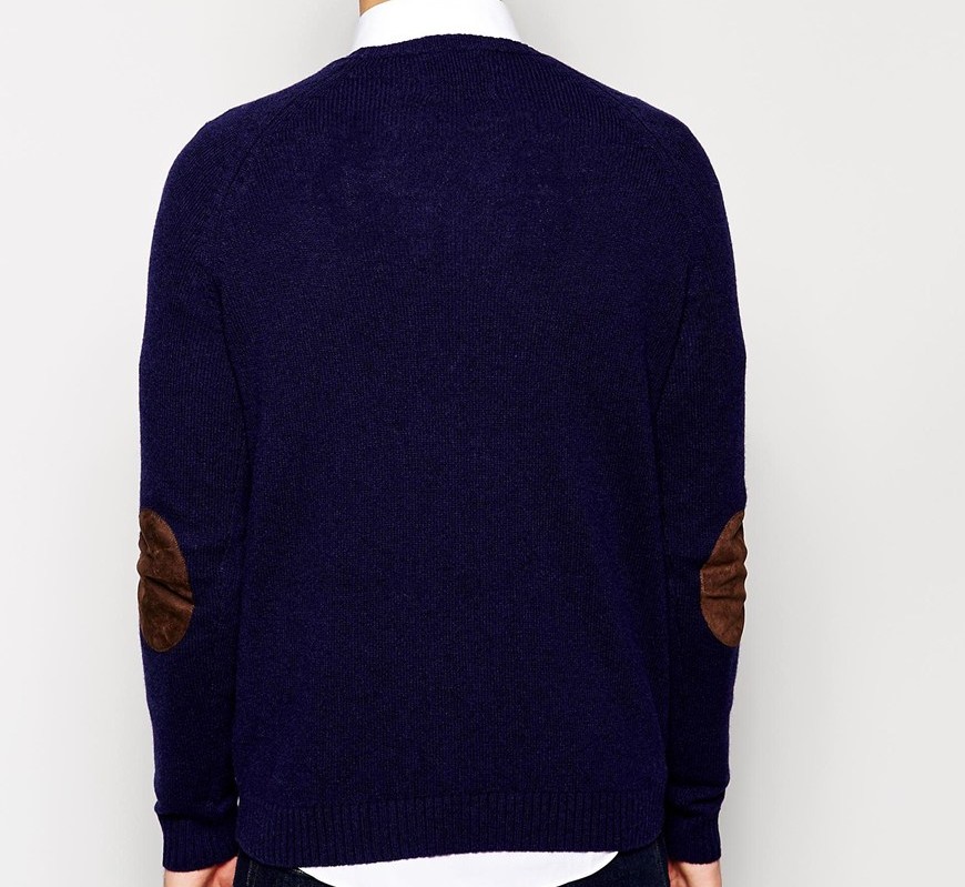 ASOS Lambswool Rich Crew Neck Jumper with Elbow Patches 2