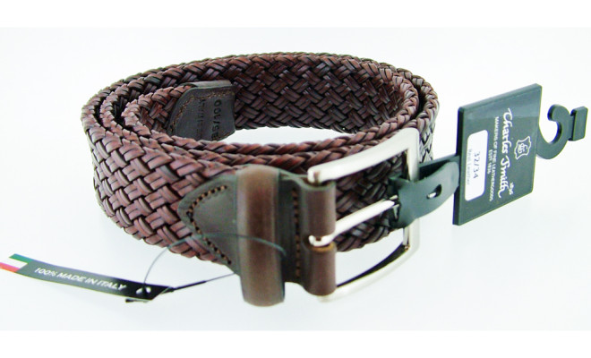 Charles Smith Brown Leather Woven Belt
