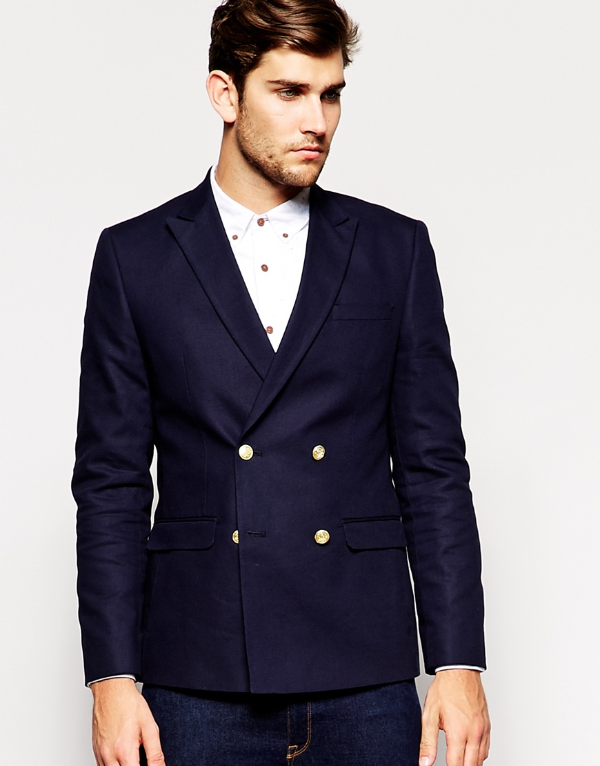 ASOS Slim Fit Double Breasted Blazer With Gold Buttons 5