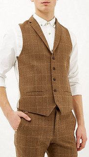 River Island Brown Check Three Piece Suit 7