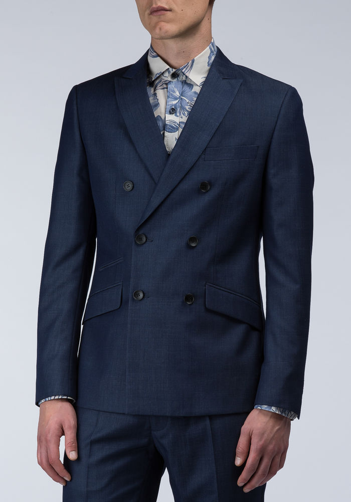 Slim Fit Double Breasted Jacket In Blended Viscose