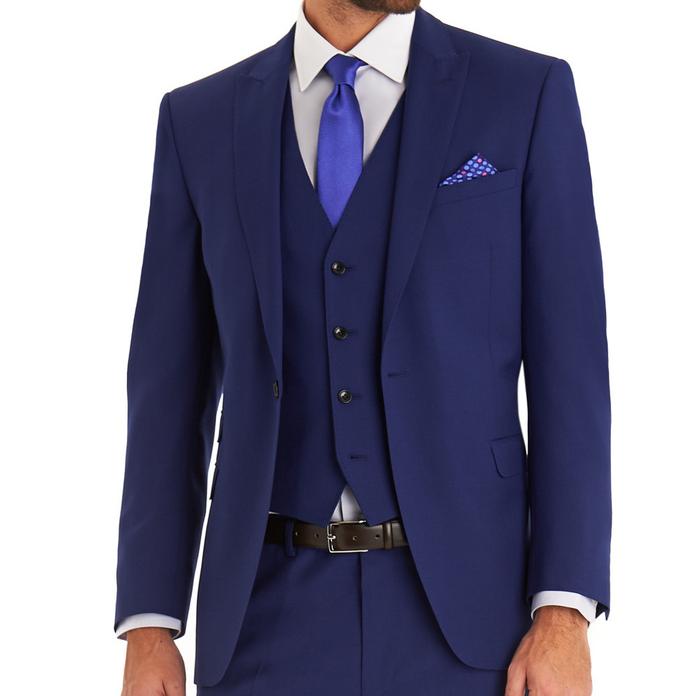 MOSS 1851 TAILORED FIT BRIGHT BLUE MOHAIR LOOK 3 PIECE SUIT
