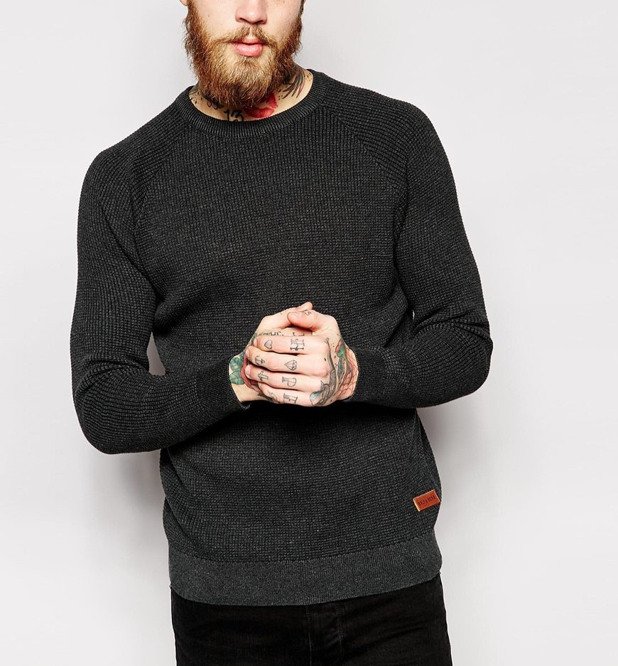 Only & Sons Knitted Waffle Jumper With Raglan Sleeves
